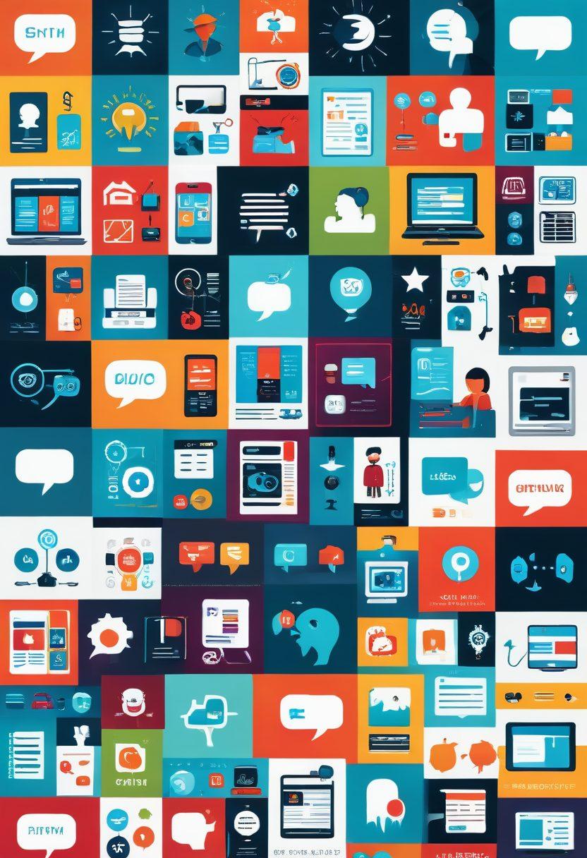 A collage depicting the transformation of online content from forum discussions to widely recognized blogs, featuring nostalgic visuals of early internet forums, a sleek modern blog layout, and various profiles of influential bloggers. Include dynamic elements that represent discussions and the evolution of digital culture. Bright colors to represent energy and growth, with a backdrop of digital screens. Vector art. vibrant colors.